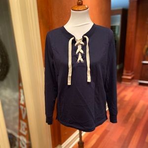 Old navy blue lace up sweatshirt